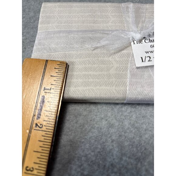 1/2 yard Beige Chevron Fabric Cotton Wrap with Sheer Ribbon - Picture 3 of 4